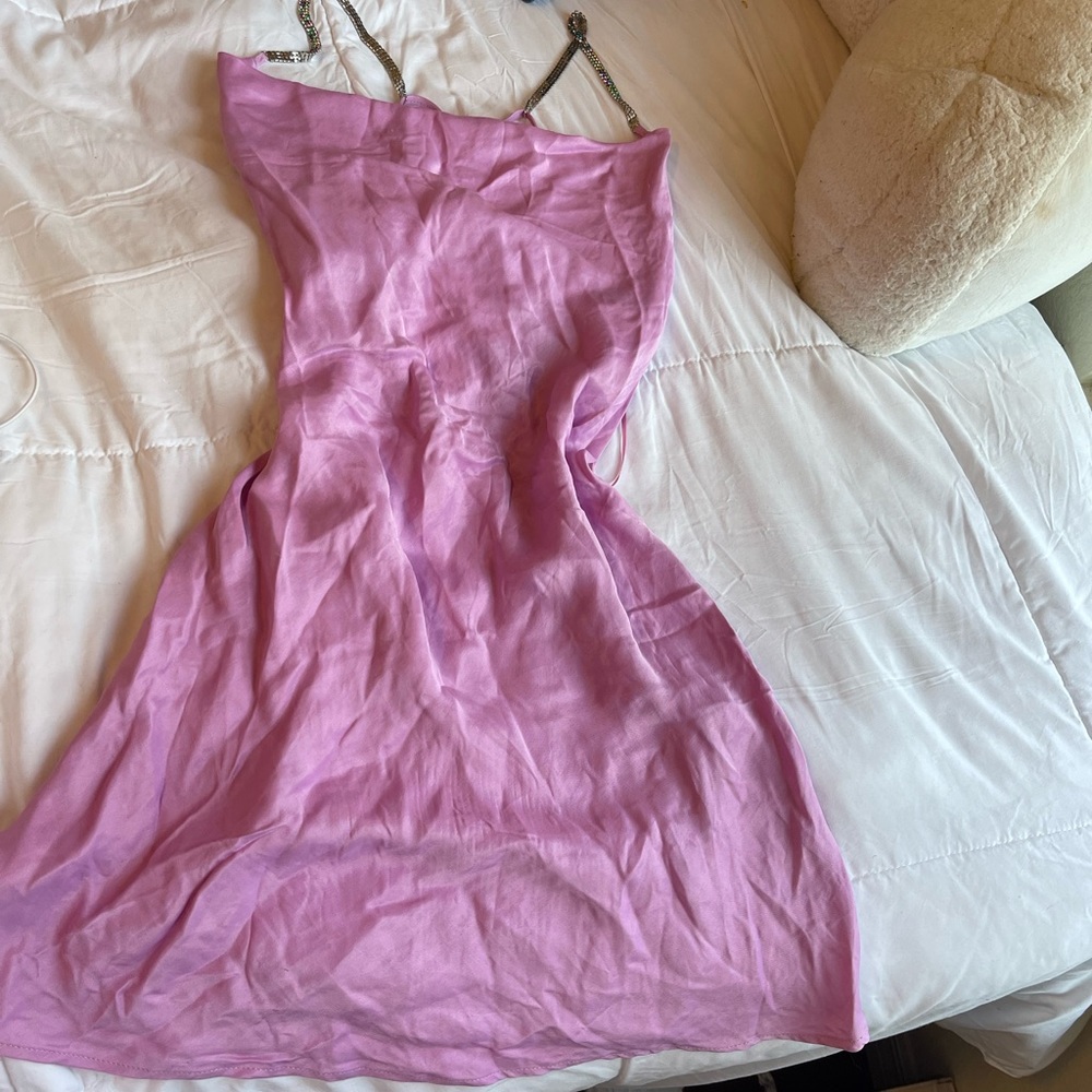 Bershka satin mini dress- pink